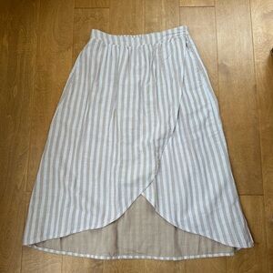 Pact Cream and White Striped High-Low Skirt